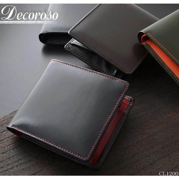 DECOROSO～デコローゾ メンズ馬革短財布 CL-1200  ブラック/ブラック
