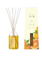 【3点セット】 消臭・芳香剤(リードディフューザー)KITOCA・木と果   マンダリン&オレンジ (天然精油100%使用)90ml/日本製sangoaroma