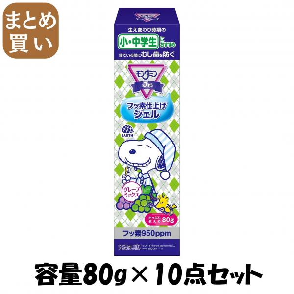 【まとめ買い】モンダミンJr.フッ素ジェル グレープミックス味 容量80G×10点セット アース製薬   歯磨き
