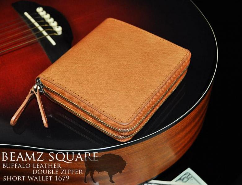 BEAMZSQUARE バッファローレザー ダブルZIPショートウォレットBS-1679 ビームススクエア 1個