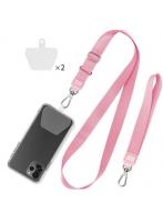 【スマホストラップ】首掛け 腕掛け ピンク ホルダーシート付