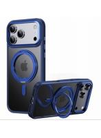 【スマホケース】 iPhone17pro対応 リング付き マグネット搭載 ブルー