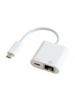 【 FS050W対応 高速LANアダプター 】 GOPPA GP-CR45H100 ブラック 0.14m USB-C オス→メス LAN＋USB-C Power Delivery 100W 対応 （給電用 USB PD対応） 3.2変換アダプタ Giga対応