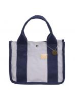 レディース 帆布ミニトートバッグ 仕切り付きで整理整頓もラクラク グレー/ネイビー