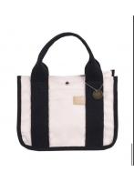 レディース 帆布ミニトートバッグ 仕切り付きで整理整頓もラクラク ホワイト/ブラック