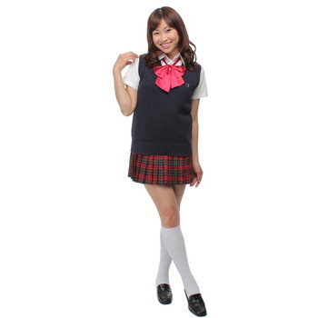 女子校生 セーラー服 ベスト付き ネイビー