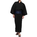 こむさでもーど 縦縞 浴衣セット ブラック